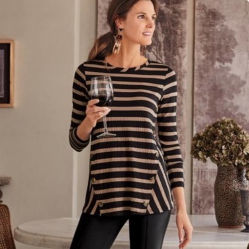 Soft Surroundings Smooth Sailing Striped Tunic Top
